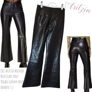 Aritzia Wilfred Kick Flare Pant Black Vegan Leather Straight Leg pants women's 2